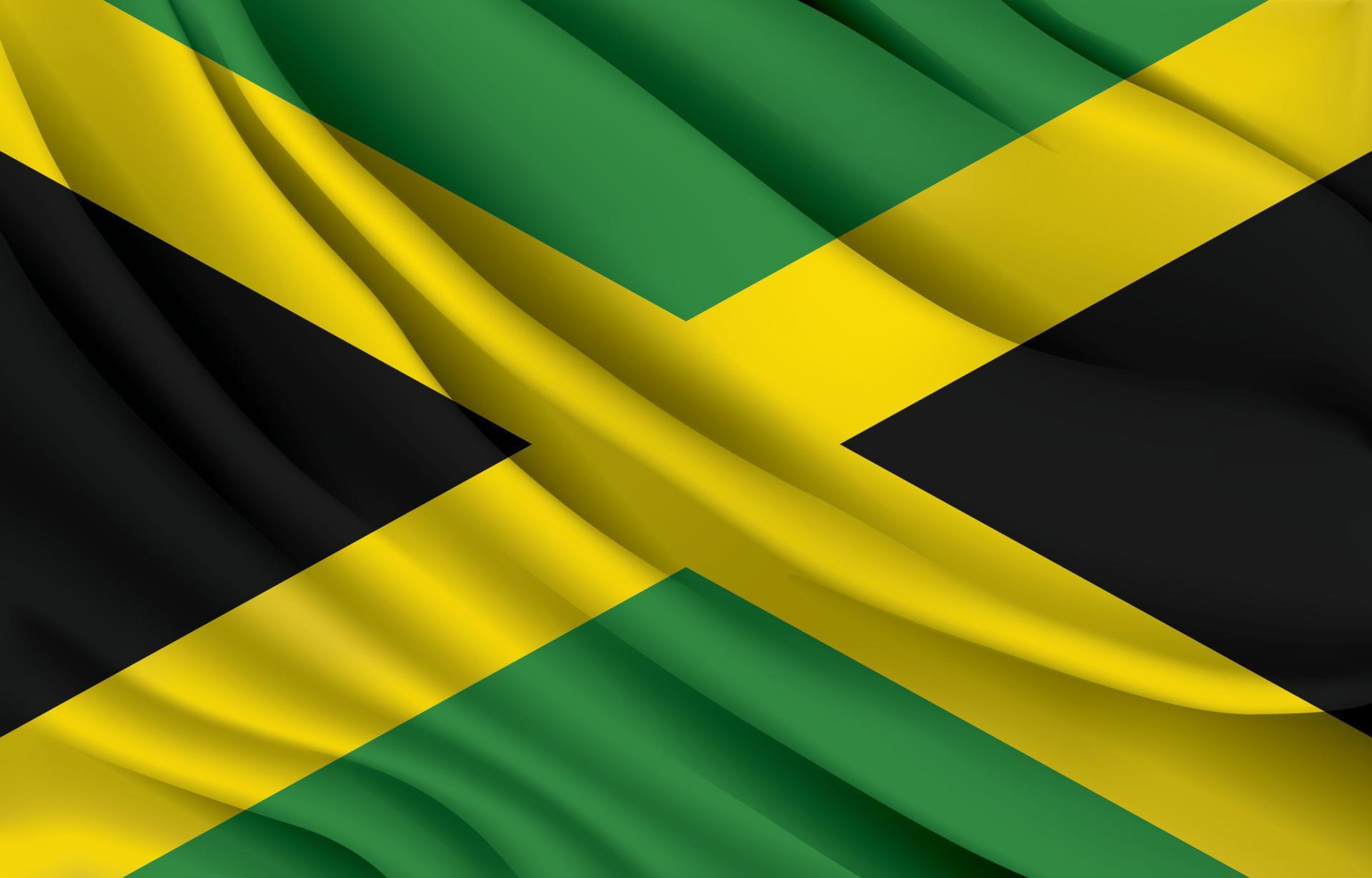 jamaica national flag waving realistic illustration vector