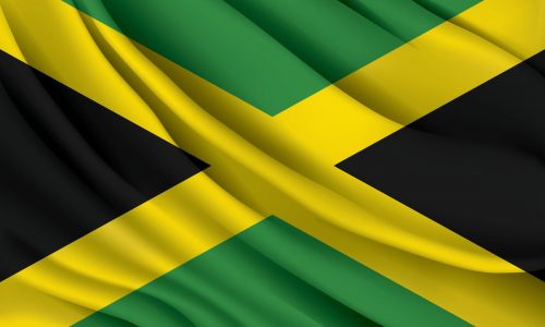 jamaica national flag waving realistic illustration vector